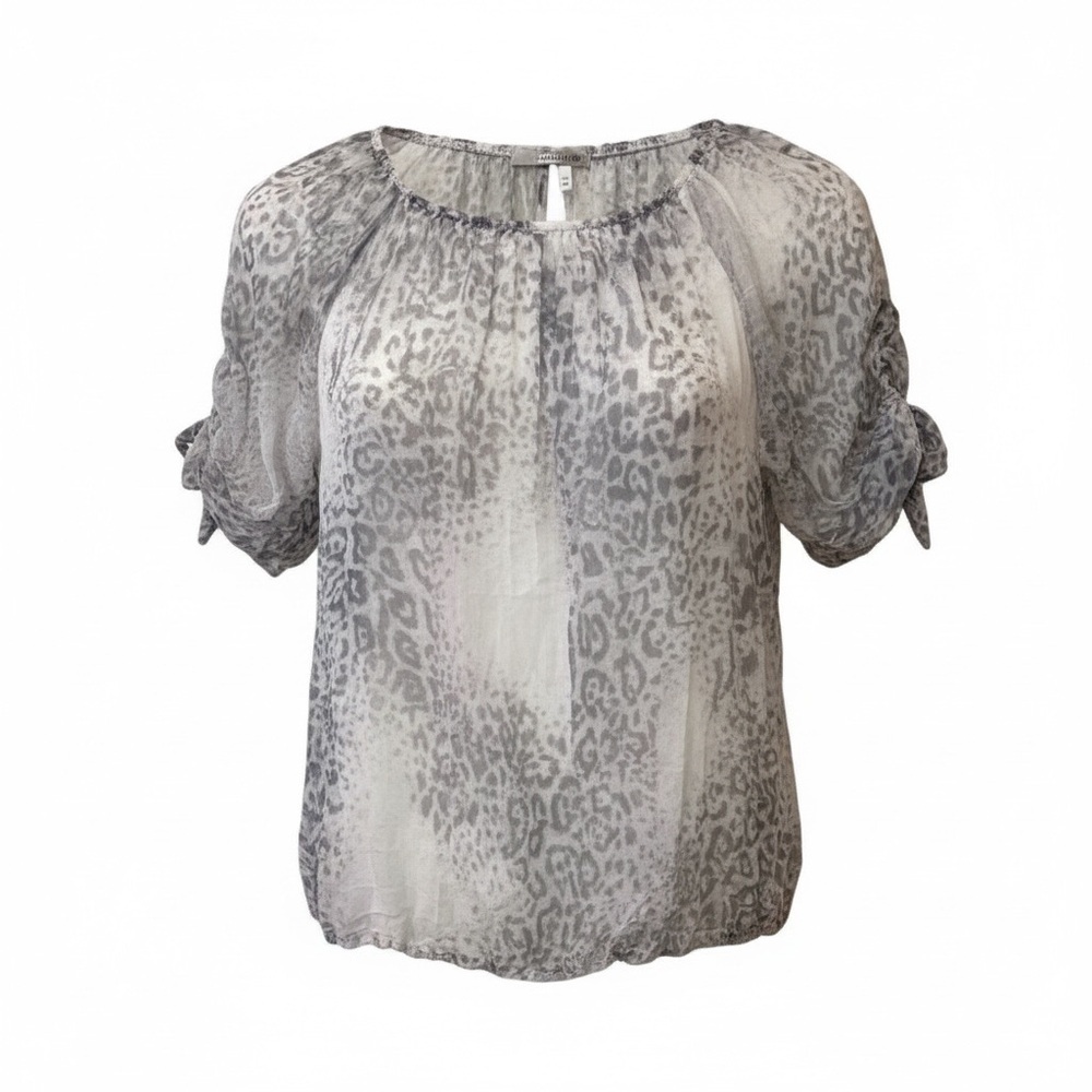 Viola Borghi grey leopard print silk top, medium